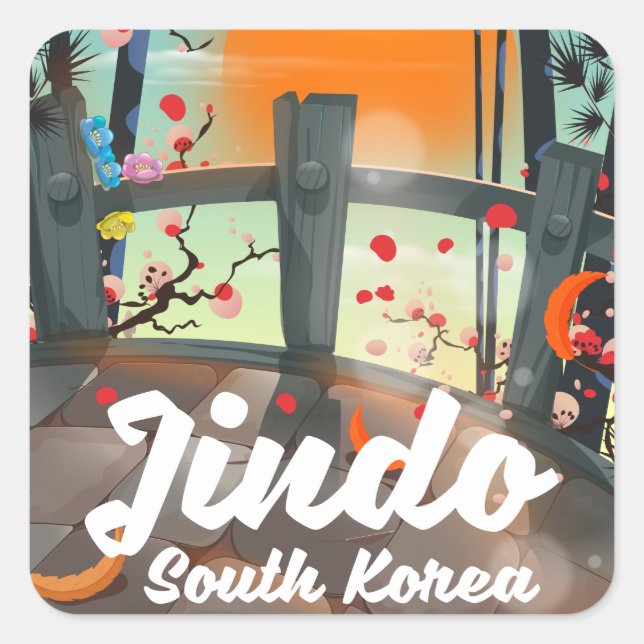 Jindo South korea Square Sticker (Front)