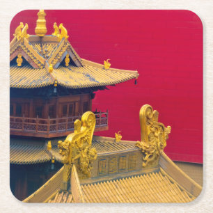 Jing'an Temple, Shanghai, China Square Paper Coaster