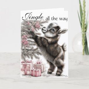 Jingle All the Way  -  Baby Goat Christmas Holiday Card