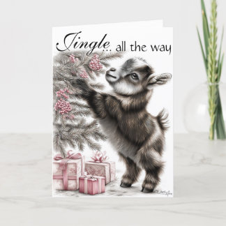 Jingle All the Way - Baby Goat Christmas Holiday Card