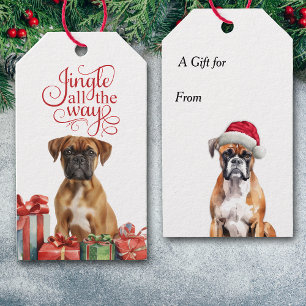 Jingle All the Way Boxer Dog Christmas Gift Tags