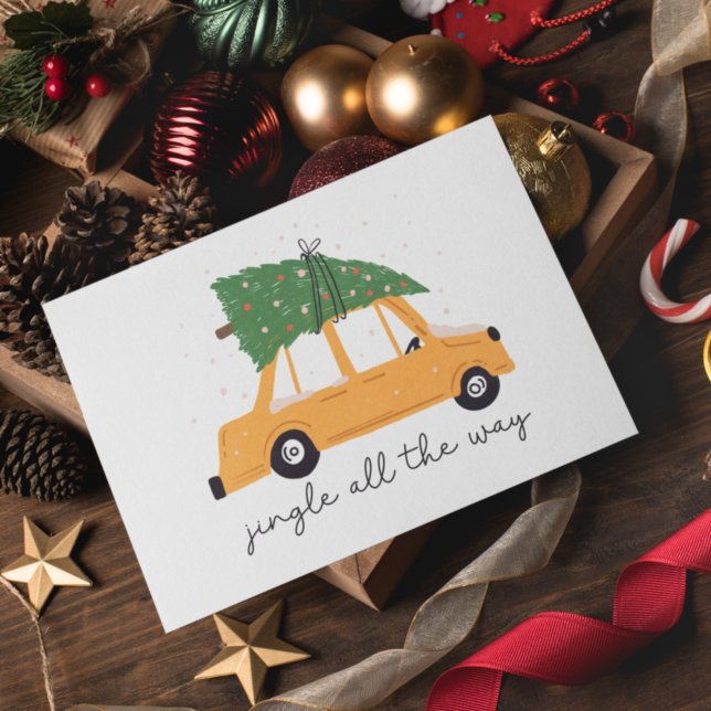 Jingle All The Way Car and Christmas Tree Holiday Card (Creator Uploaded)