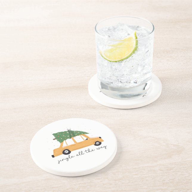 Jingle All The Way Car and Christmas Tree Holiday Coaster (Side)