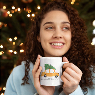 Jingle All The Way Car and Christmas Tree Holiday Coffee Mug