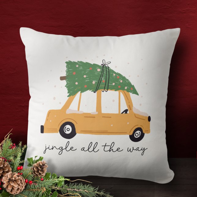 Jingle All The Way Car and Christmas Tree Holiday Cushion (Creator Uploaded)