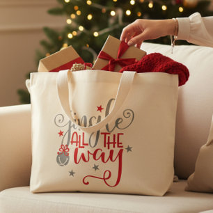 Jingle All The Way Christmas Bells Large Tote Bag