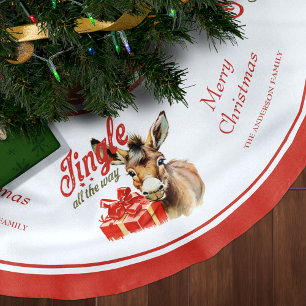 Jingle All the Way Christmas Farm Donkey Brushed Polyester Tree Skirt