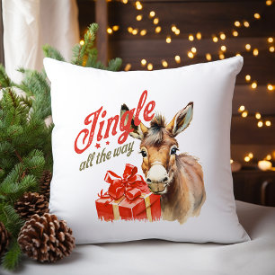Jingle All the Way Christmas Farm Donkey Cushion