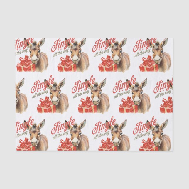 Jingle All the Way Christmas Farm Donkey Tissue Paper (Front)