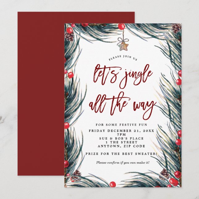 jingle all the way christmas party invitation (Front/Back)