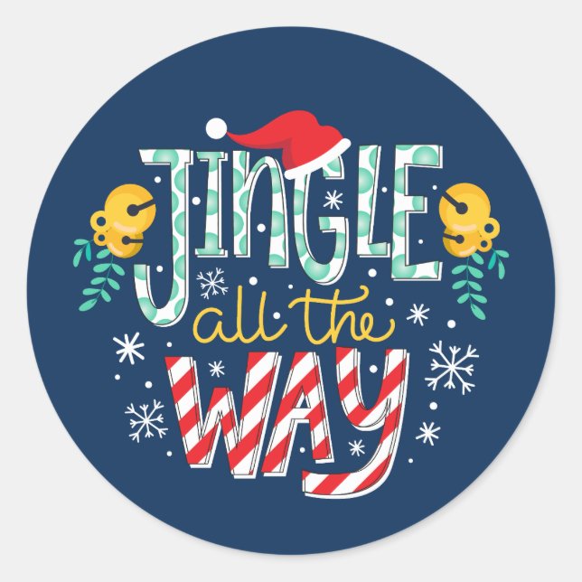 Jingle all the way classic round sticker (Front)