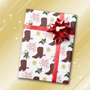 Jingle All the Way Cowboy Boot Christmas Wrapping Paper