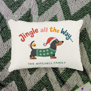 Jingle All the Way Dog – Custom Holiday Family  Decorative Cushion