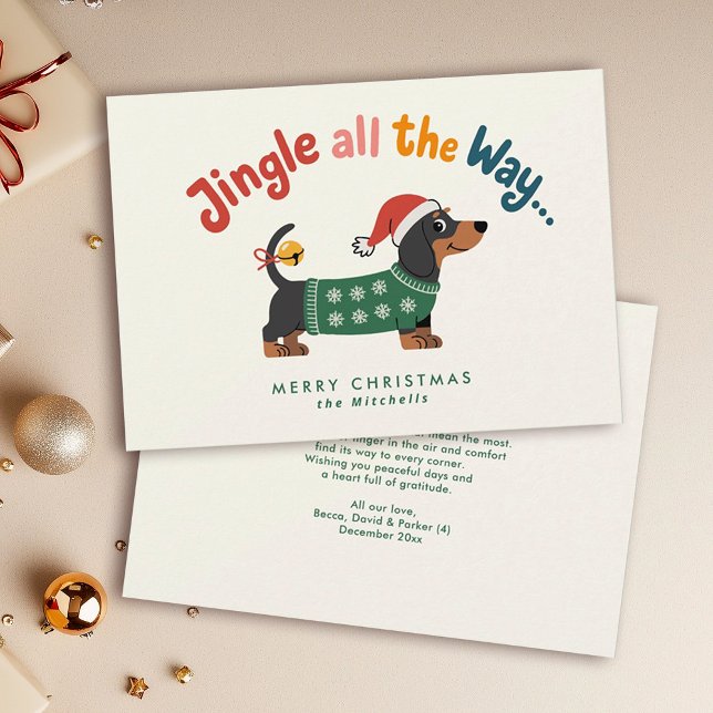 Jingle All the Way – Dog Sweater Funny Non Photo Holiday Card (Creator Uploaded)