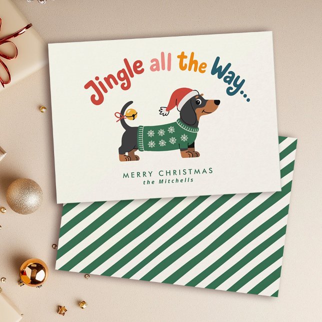 Jingle All the Way – Dog Sweater Funny Non Photo Holiday Card (Creator Uploaded)