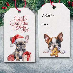Jingle All the Way French Bulldog Christmas Gift Tags