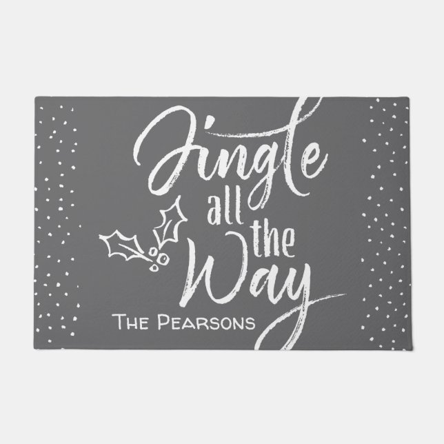 Jingle All the Way - Personalised Christmas Doormat (Front)