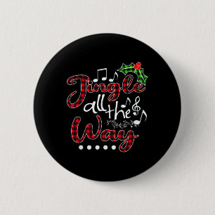 Jingle All The Way Red Buffalo Plaid Christmas 6 Cm Round Badge