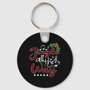 Jingle All The Way Red Buffalo Plaid Christmas  Key Ring