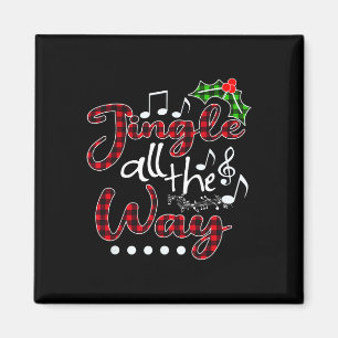 Jingle All The Way Red Buffalo Plaid Christmas Magnet