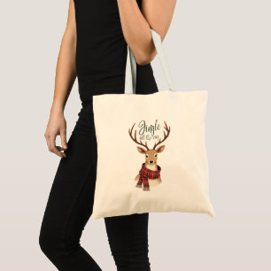 Jingle All The Way Reindeer Christmas Tote Bag
