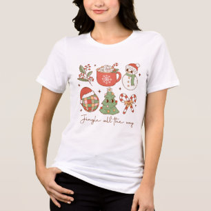 Jingle All The Way Retro Christmas Holiday Tri-Blend Shirt