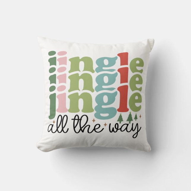 Jingle all the way Retro Groovy Christmas Holidays Cushion (Front)