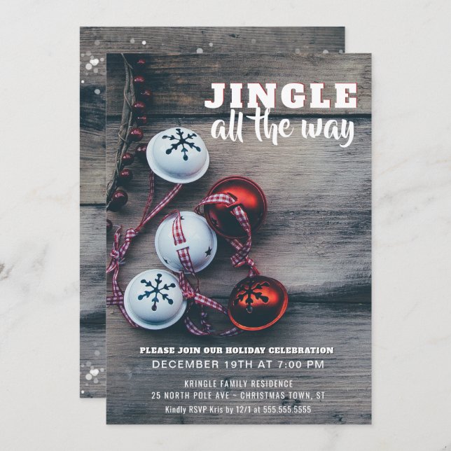 Jingle All the Way Rustic Holiday Party Invitation (Front/Back)
