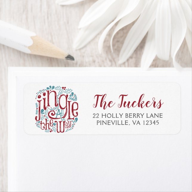 Jingle All the Way Rustic Wreath Return Address Label (Insitu)