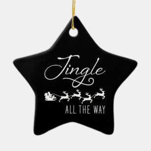 Jingle All The Way Santa's Sleigh Black Star Ceramic Ornament