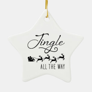 Jingle All The Way Santa's Sleigh Christmas Star Ceramic Ornament
