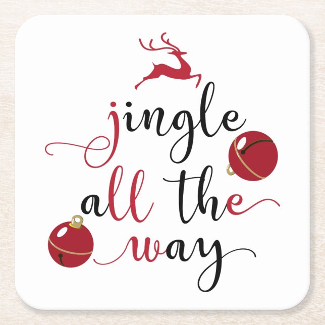 jingle all the way square paper coaster (Front)