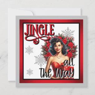 Jingle all the Way Vintage Pinup Holiday Card