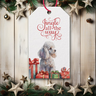 Jingle All the Way White Poodle Christmas Gift Tags