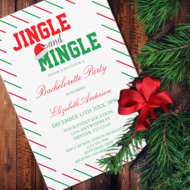 Jingle and Mingle Christmas Bachelorette Party Invitation (Creator Uploaded)
