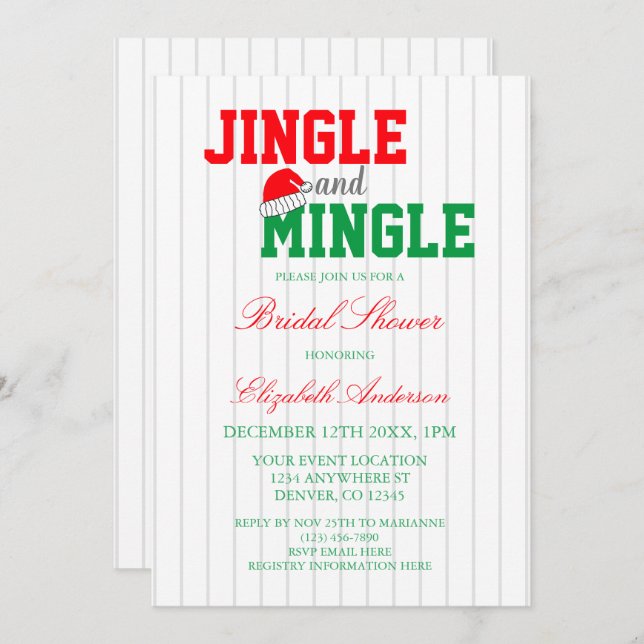 Jingle and Mingle Christmas Bridal Shower Invitation (Front/Back)