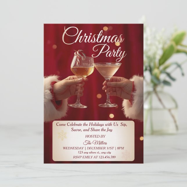 Jingle And Mingle Christmas Cocktail Party  Invitation (Standing Front)