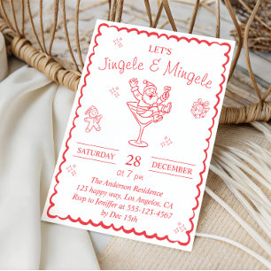 Jingle and Mingle Christmas Cocktail Party Invitation