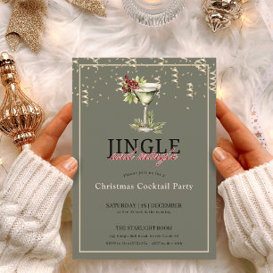 Jingle and mingle christmas cocktail party invitation