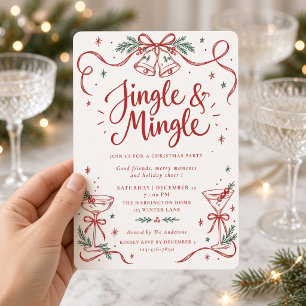 Jingle and Mingle Christmas Cocktail Party Invitation