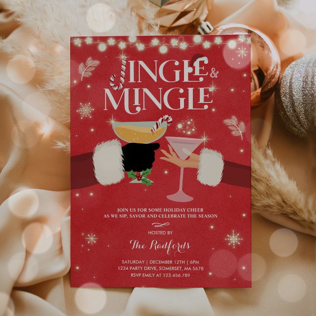 Jingle And Mingle Christmas Cocktail Party Invitation (Creator Uploaded)