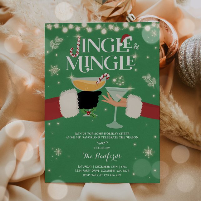 Jingle And Mingle Christmas Cocktail Party Invitation (Creator Uploaded)