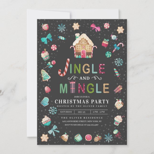Jingle and Mingle Christmas Gingerbread Party Invitation (Front)