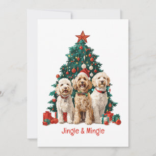Jingle And Mingle Christmas Goldendoodle Dogs Invitation