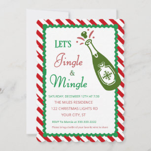 Jingle and Mingle Christmas Holiday Cocktail Party Invitation