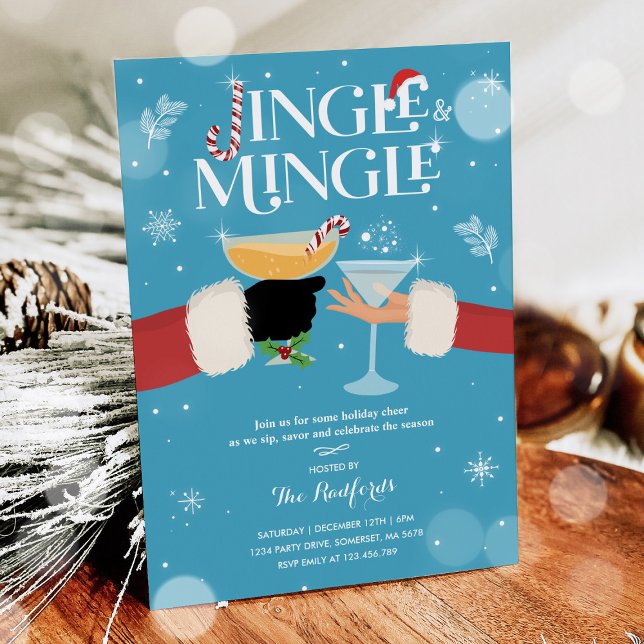 Jingle And Mingle Christmas Holiday Cocktail Party Invitation (Creator Uploaded)