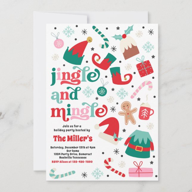 Jingle And Mingle Christmas Holiday Party  Invitation (Front)