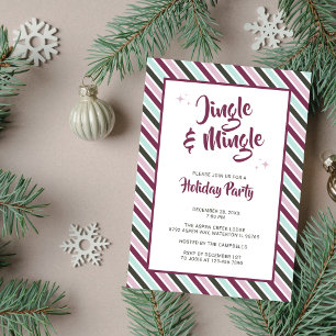 Jingle and Mingle Christmas Holiday Party Stripes Invitation