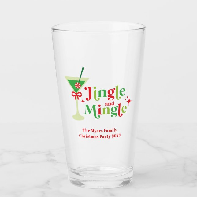 Jingle and Mingle Christmas Party Glass (Front)