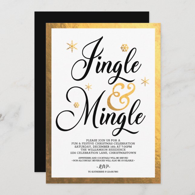 Jingle and Mingle Christmas Party Invitation (Front/Back)